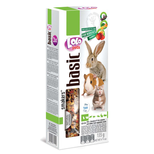 LOLO PETS Stapici za glodavce i kunice, mix (voce, povrce, rogac), 3 kom/135 g
