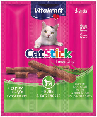 VITAKRAFT Cat Stick Mini, poslastica s piletinom i macjom travom, 3 kom/18 g