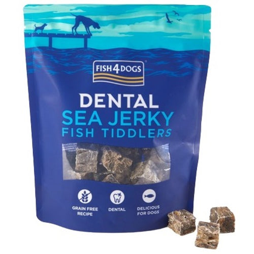 FISH4DOGS Dental Sea Jerky Tiddlers, dentalna poslastica, koža bijele ribe, 115g