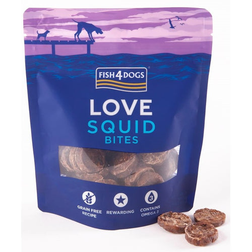FISH4DOGS Love Squid Bites, lignja, hrskava poslastica za pse, 80g