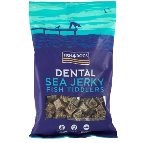 FISH4DOGS Dental Sea Jerky Tiddlers, dentalna poslastica, koža bijele ribe, 115g