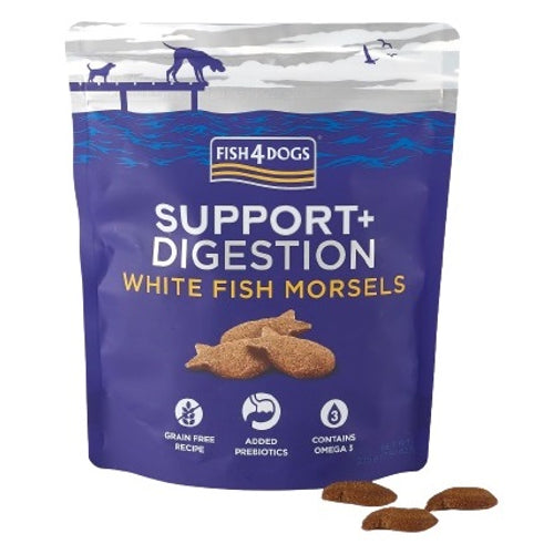 FISH4DOGS SUPPORT+ Digestion, s bijelom ribom, hrskava poslastica za pse, 225g