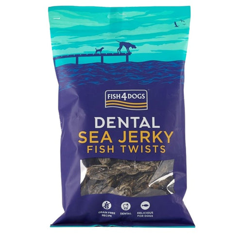 FISH4DOGS Dental Sea Jerky Twists, dentalna poslastica, koža bijele ribe, 100g