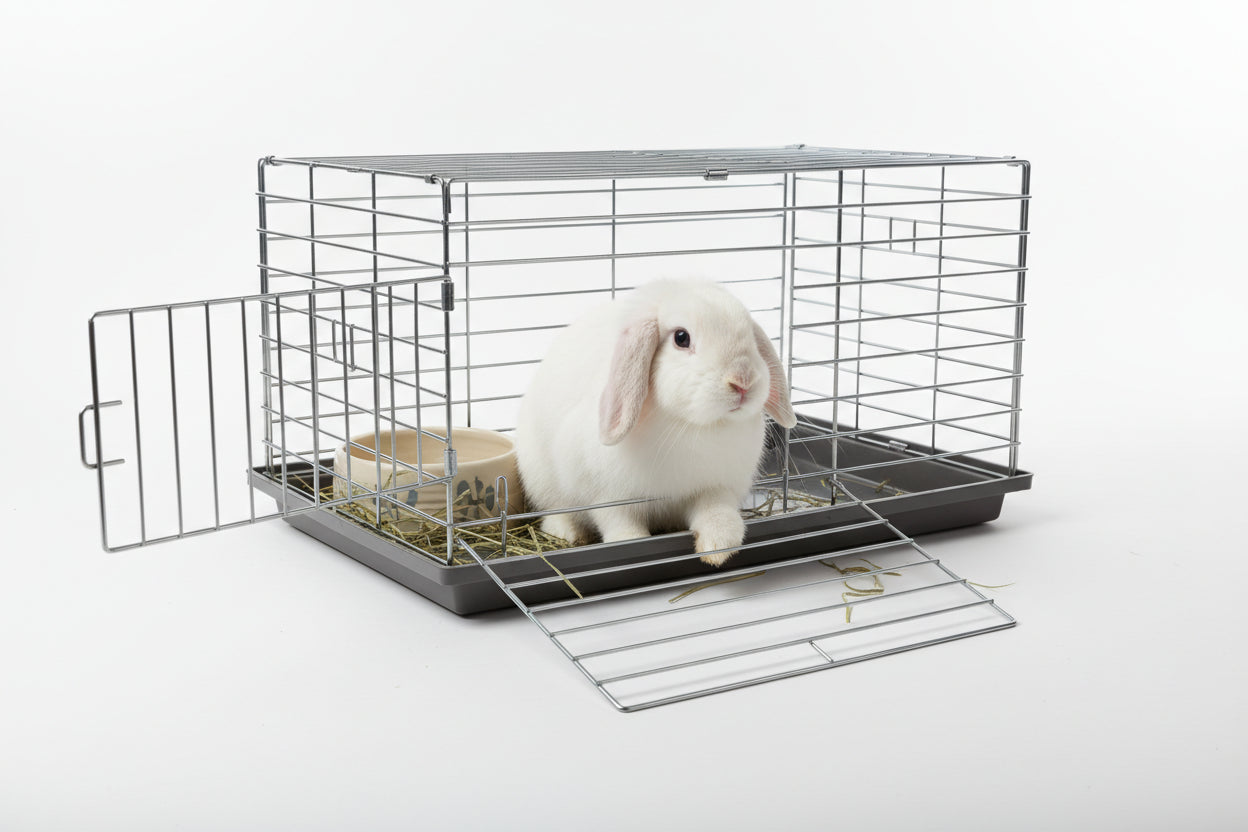 Kunić u kavezu sa zdjelicom