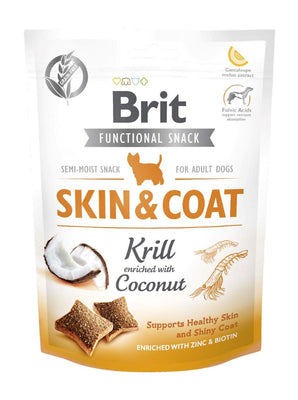 BRIT Functional Snack Skin&Coat, kril, obogaćeno kokosom, 150g