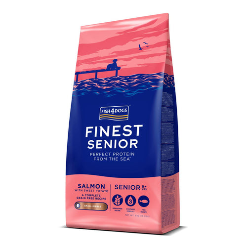 FISH4DOGS Finest SENIOR Small, losos/batat, bez zitarica, mali briketi