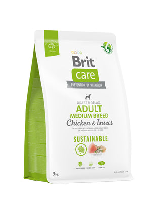 BRIT CARE Digestion & Relax Sustainable Medium breed, piletina s insektima, 3kg