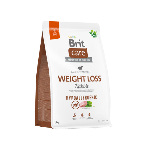 BRIT CARE Hypoallergenic Calorie Control Weight Loss, kunicevina i riza, 3kg
