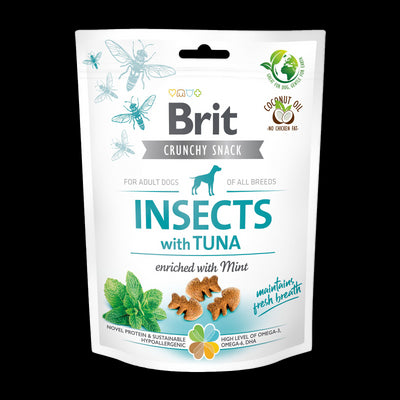 BRIT Crunchy poslastica, insekti s tunom, obogaceno mentom, 200 g