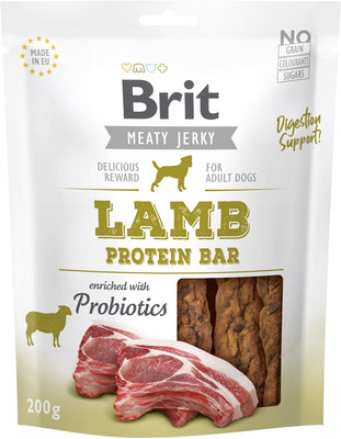 BRIT Meaty Jerky, proteinska plocica, janjetina, obogaceno probioticima, 200 g