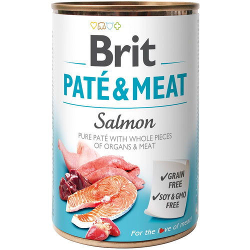 BRIT Pate & Meat, losos, paseta i komadici mesa, bez zitarica, 400g