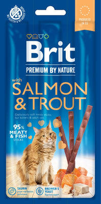 BRIT Premium by Nature Cat, mesni stapici bogati lososom i pastrvom, 3x5g