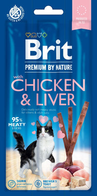 BRIT Premium by Nature Cat, mesni stapici piletina, bogato jetrom, 3x5g