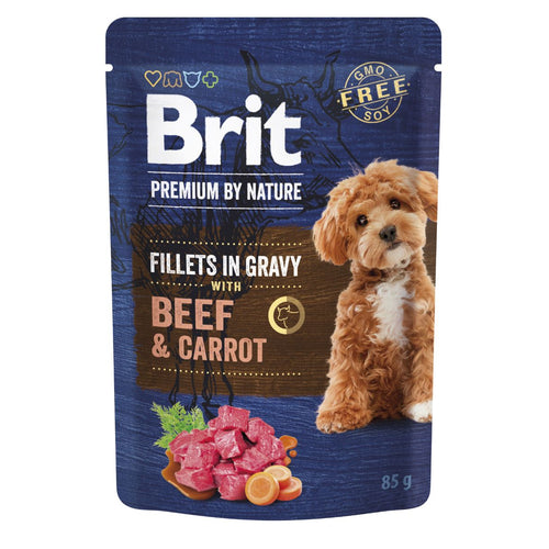 BRIT PREMIUM by Nature Dog, fileti s govedinom i mrkvom u umaku, 85g