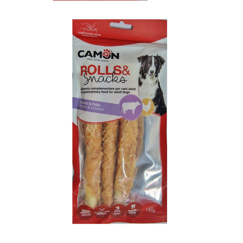 CAMON Rawhide Rolls, rolice s piletinom i govedinom, poslastica za pse, 140g