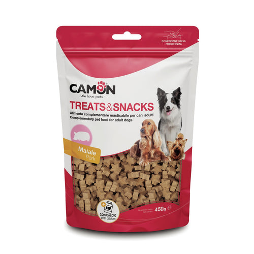 CAMON Snackbox, Poslastice za pse sa svinjetinom i kalcijem, polumeke, 450g