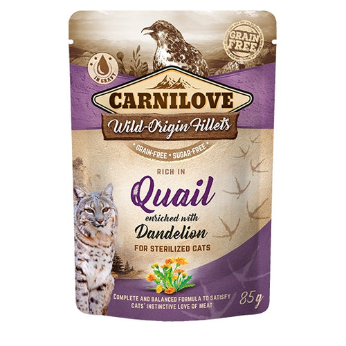 CARNILOVE Wild Origin Filets, Sterilised, prepelica s maslackom, bez zit., 85g