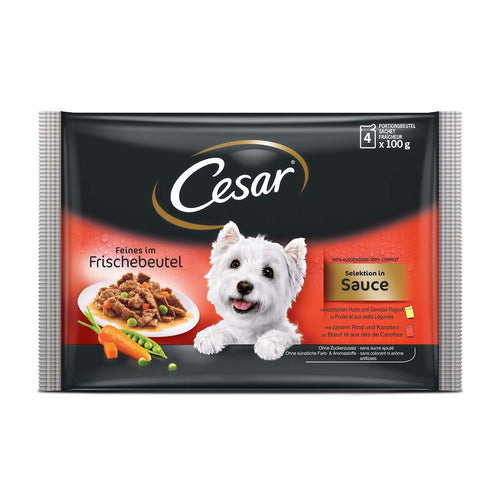 CESAR Multipack, 2x s piletinom i povrcem, 2x s gov. i mrkvom, u umaku, 4x100g