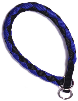 OUTLET MIPIS Ogrlica za psa, zatezna pletena traka, 1,5cm/60cm, plavo/crna