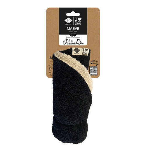 D&D HC Lezaj za macke Maeve, okrugli, plisani, bez/crna, 50cm