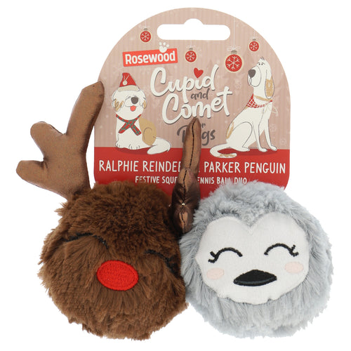 CUPID&COMET Igracka za pse, Ralphie Reindeer & Parker Penguin, plisana