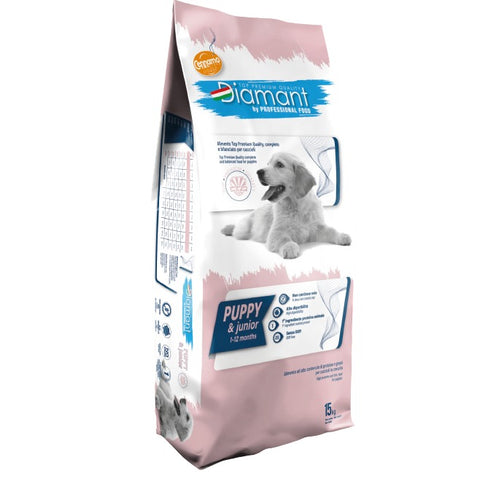 DIAMANT PUPPY&JUNIOR, bogato piletinom i puretinom, za stence i mlade pse, 15kg