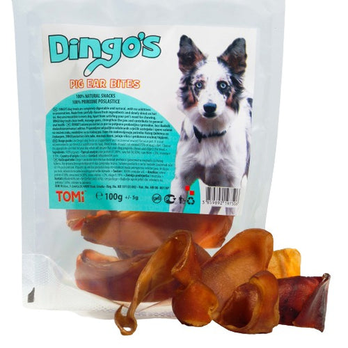 DINGO's Pig Ear Bites, mini svinjske usi, 100g