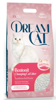 DREAM CAT grudajuci pijesak za macke, mirisni, Baby Powder, 10l