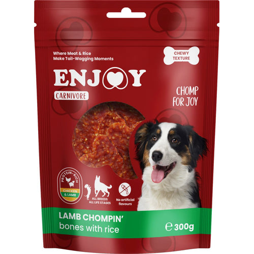 ENJOY Carnivore Chompin' Bones, janjetina s rizom, zvakalica za pse, 300g