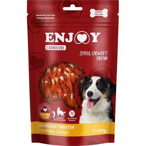 ENJOY Carnivore Twister Rawhide, stapici piletine, zvakalica za pse
