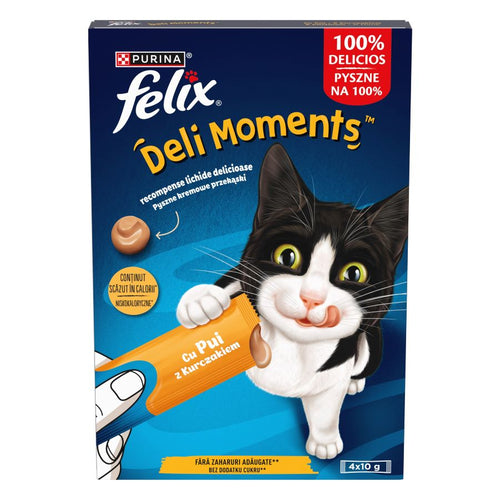FELIX Deli Moments, s piletinom, kremasta poslastica za macke 4x10g
