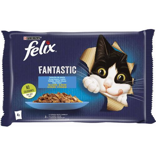 FELIX Fantastic, s lososom u zeleu i morskim listom, 4x85g