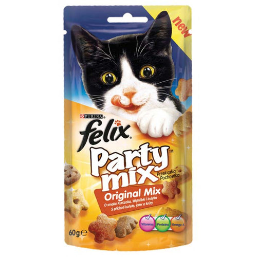 FELIX Party Mix Original, poslastica s okusom piletine, jetrice i puretine, 60g