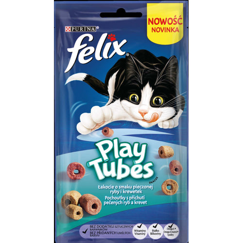 FELIX Play Tubes, poslastica s okusom pecene ribe i kozica, 50g