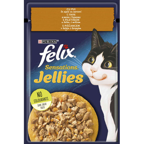 FELIX Sensations Jellies, s piletinom u zeleu, s mrkvom, 85g