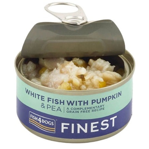 FISH4DOGS Finest, bijela riba s bundevom i graskom, bez zitarica, 85g