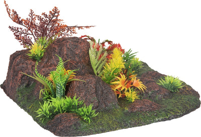 FLAMINGO Akvarijski ukras Radha Rock+Plant Angle, 27,5x27,5x10cm
