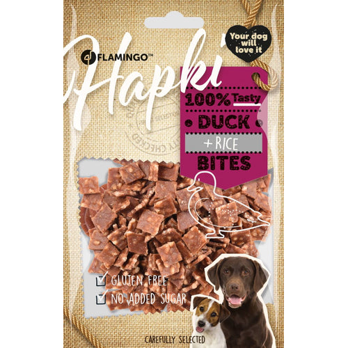 FLAMINGO Hapki bites, poslastica za pse, pacetina i riza, 85g
