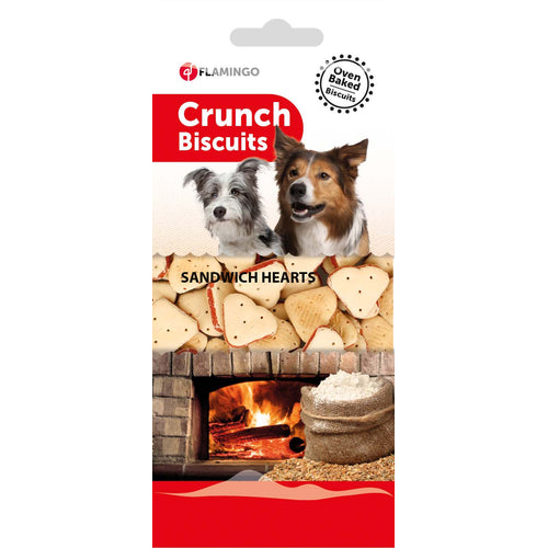 FLAMINGO Hrskavi biskviti za pse Sandwich Hearts, 500g