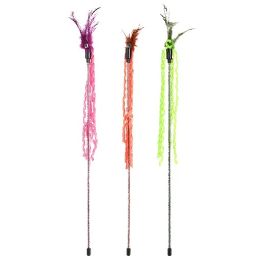 FLAMINGO Igracka za macke Mahalica Glitty, sa zvoncem, vrpcama i perjem, 40cm