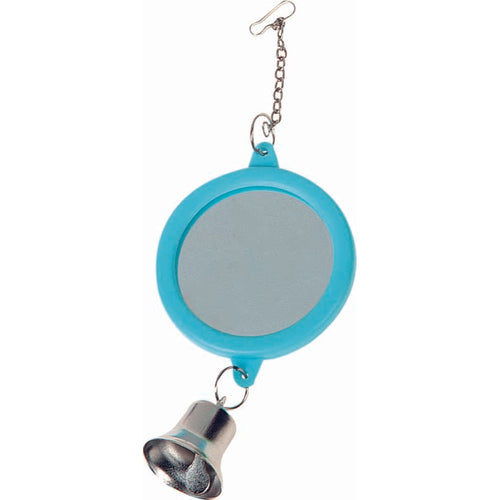 FLAMINGO Ogledalo, igracka za papigice, u plasticnom okviru sa zvonom, 6cm