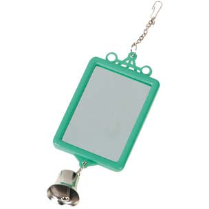 FLAMINGO Ogledalo, igracka za papigice, u plasticnom okviru sa zvonom, 6x8cm