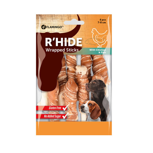FLAMINGO RHide Wrapped Sticks, zvakalica piletina s bakalarom, 6kom, 85g