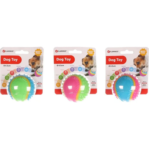 FLAMINGO Teniska loptica 5 Senses, s aromom govedine, zvucna, mix boja, 6,5cm