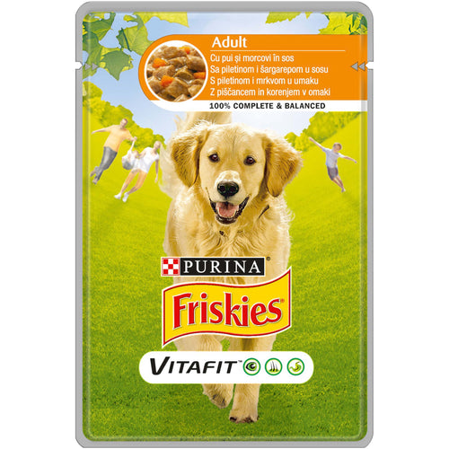 FRISKIES Vrecica za pse, s piletinom i mrkvom u umaku, 100g