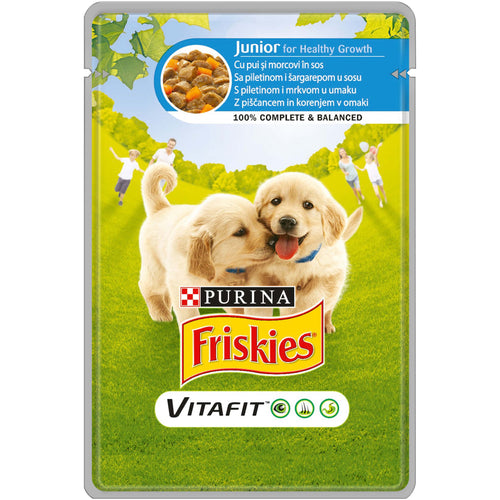 FRISKIES Vrecica za pse JUNIOR, s piletinom i mrkvom u umaku, 100g
