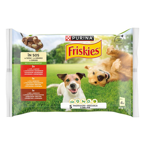 FRISKIES Vrecice za pse Mutipack, s govedinom, piletinom i janjetinom, 4x85g