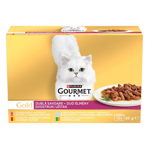 GOURMET Gold Multipack, s peradi/ribom/kunicevinom/govedinom i piletinom, 12x85g