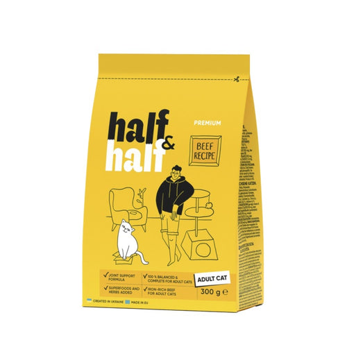 HALF&HALF Adult, govedina, hrana za macke, 300g