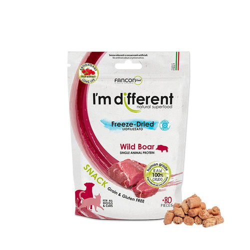 I'M DIFFERENT Freeze Dried, monoprotein veprovina, poslastica bez zitarica, 40g